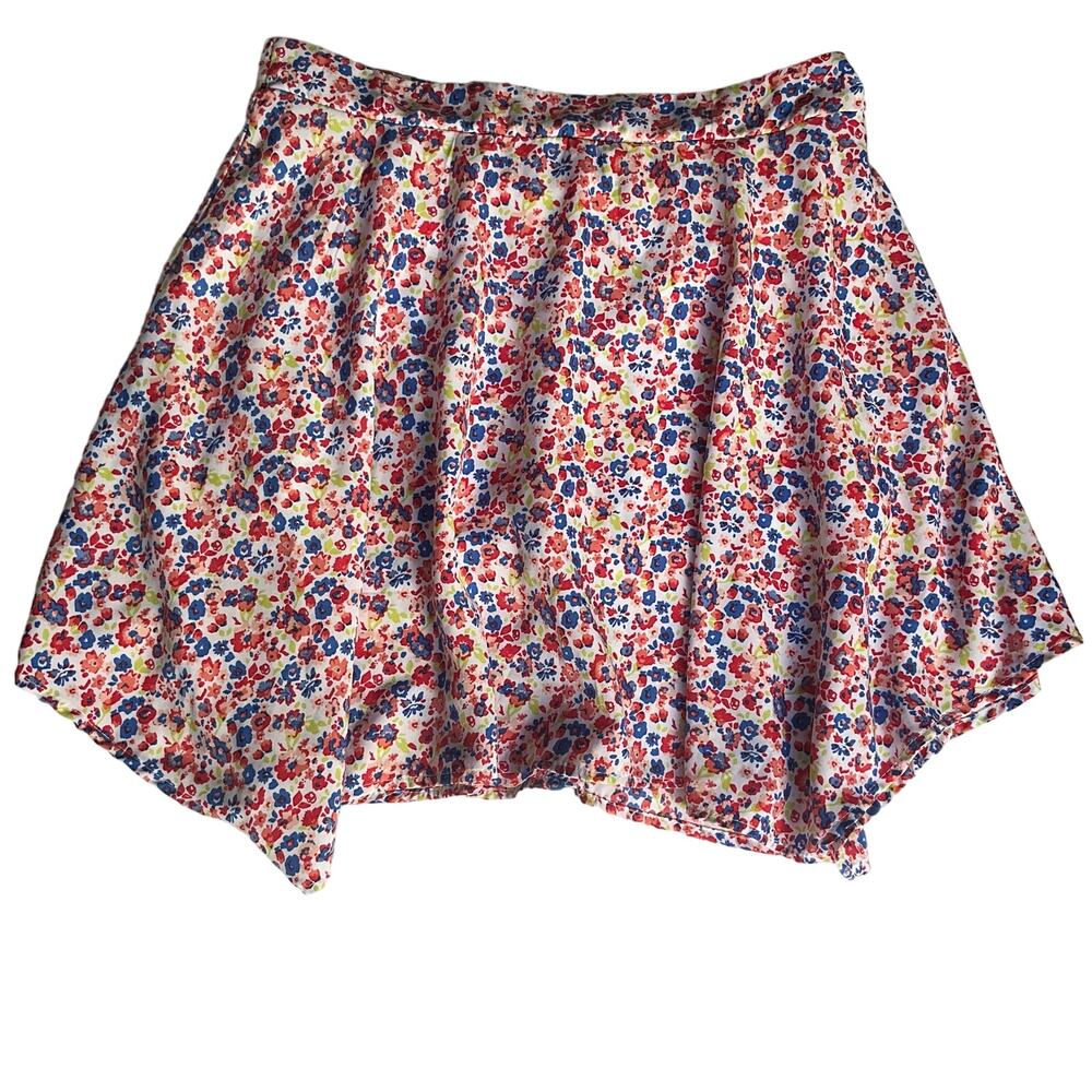 Faded Glory Girls Summer Floral Skort size XL (14-16), Red & Blue, White Liner